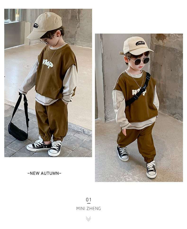 Hoodie Korean Version Explosive Street Work Suit Children's Hoodie Korean Version Explosive Street Work Suit Three Piec J&E Discount Store 