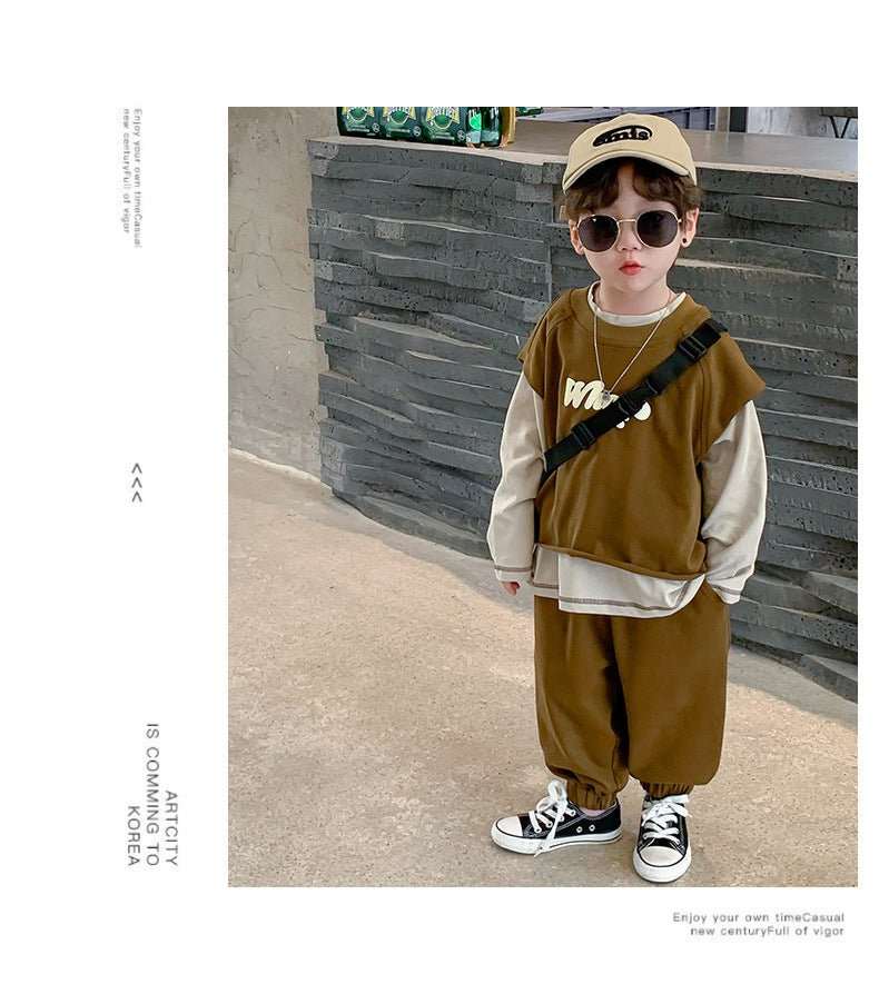 Hoodie Korean Version Explosive Street Work Suit Children's Hoodie Korean Version Explosive Street Work Suit Three Piec J&E Discount Store 