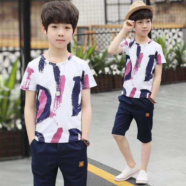 Piece Set (slim fit) Children's Short Sleeve Shorts Two Piece Set (slim fit) J&E Discount Store 