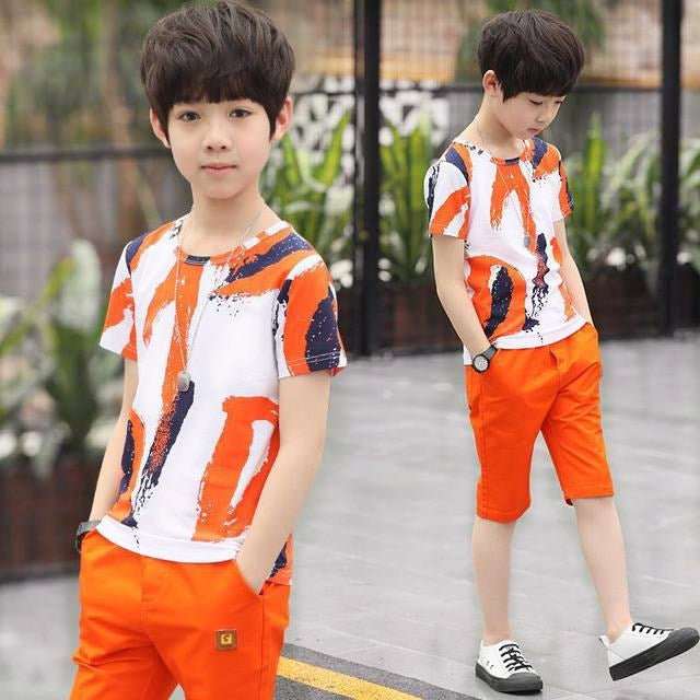 Piece Set (slim fit) Children's Short Sleeve Shorts Two Piece Set (slim fit) J&E Discount Store 