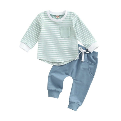 Stripe Shirt Solid Pant Set Children's Stripe Shirt Solid Pant Set J&E Discount Store 