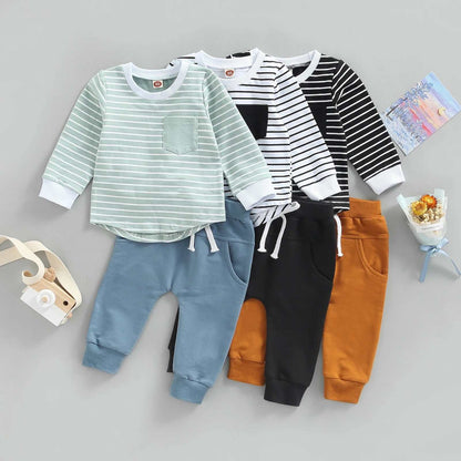 Stripe Shirt Solid Pant Set Children's Stripe Shirt Solid Pant Set J&E Discount Store 