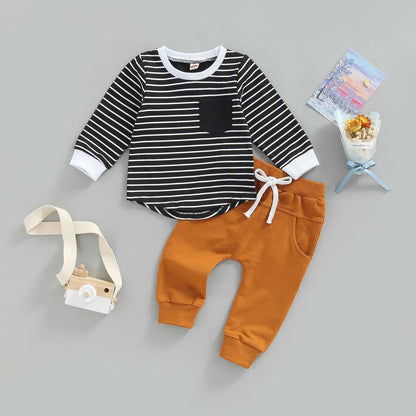 Stripe Shirt Solid Pant Set Children's Stripe Shirt Solid Pant Set J&E Discount Store 