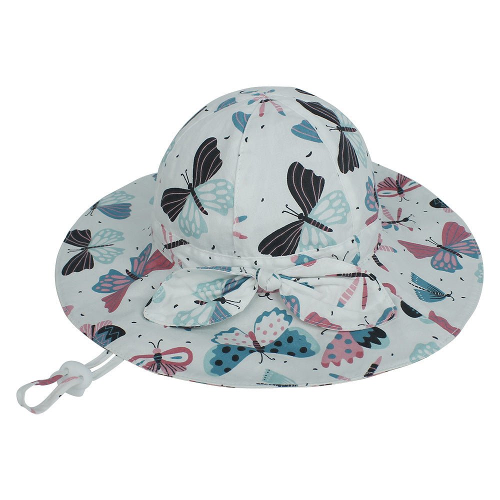 Children's Sun Hat - Bowknot Big Brim with chin strap - J&E Discount Store