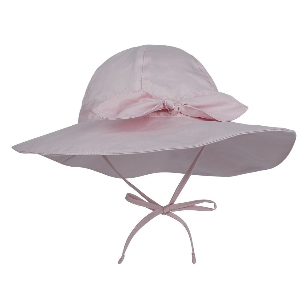 Children's Sun Hat - Bowknot Big Brim with chin strap - J&E Discount Store