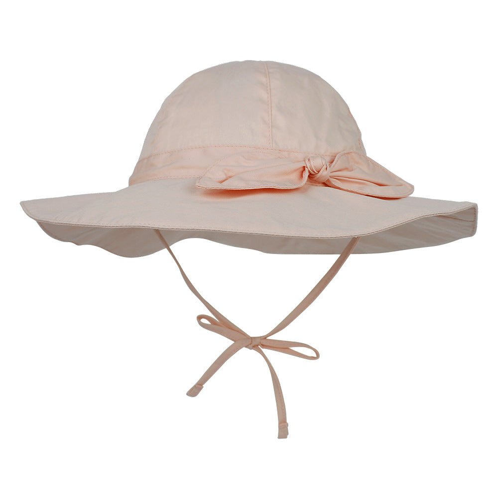 Children's Sun Hat - Bowknot Big Brim with chin strap - J&E Discount Store