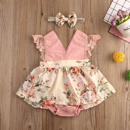 Cotton Pink Dress Floral Romper Cotton Pink Dress Floral Romper J&E Discount Store 