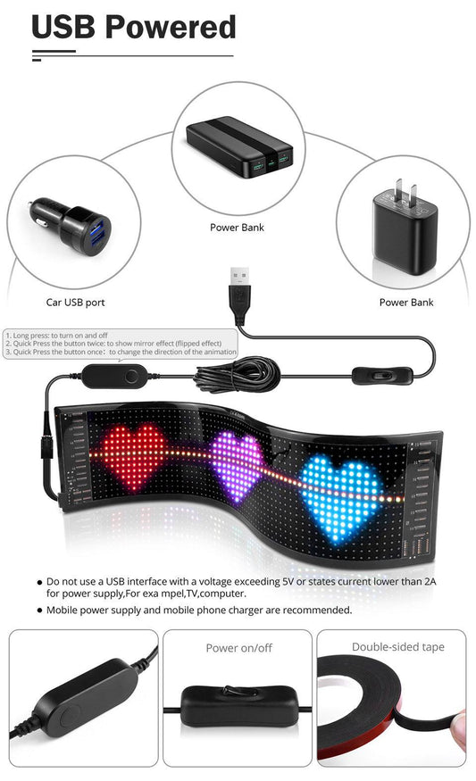 Cell Phone- USB Programmable LED Pixel Matrix Soft Screen LED Customizable Sign!!! Controlled right from your Cell Phone- USB Pr J&E Discount Store 