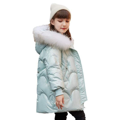Girl' Girl's Down Coat Mid-length Thickened J&E Discount Store 